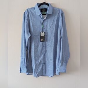 XXL NWT Tom Baine Blue Print Performance Stretch Button Down Shirt